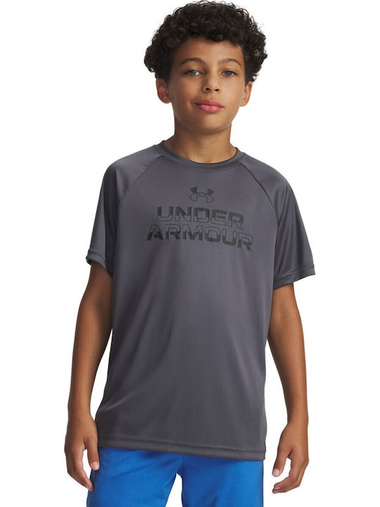 Under Armour Παιδικό T-shirt Γκρι Wordmark Ss