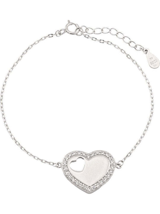 Sorelly Damentäuber Armband mit Herz-Design aus Silber 15,5 cm