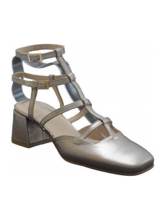 Vavoulas Leather Beige Medium Heels