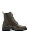 Leder Stiefeletten Damen Khaki