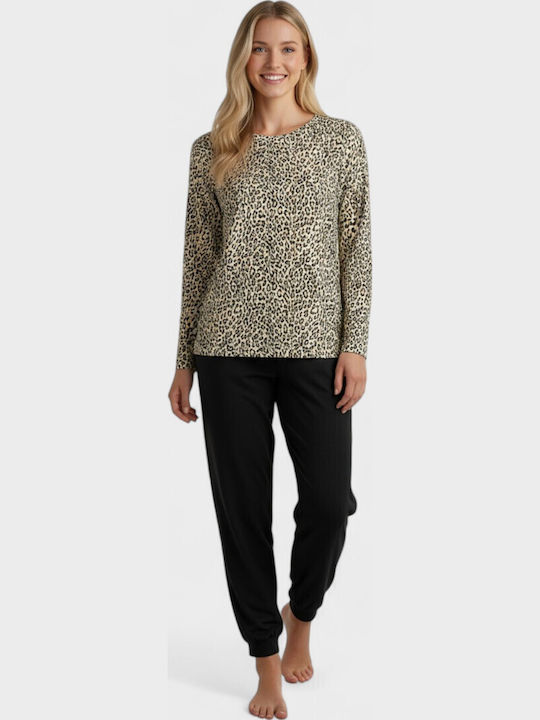 Cherry Underwear Winter Damen Pyjama-Set Beige