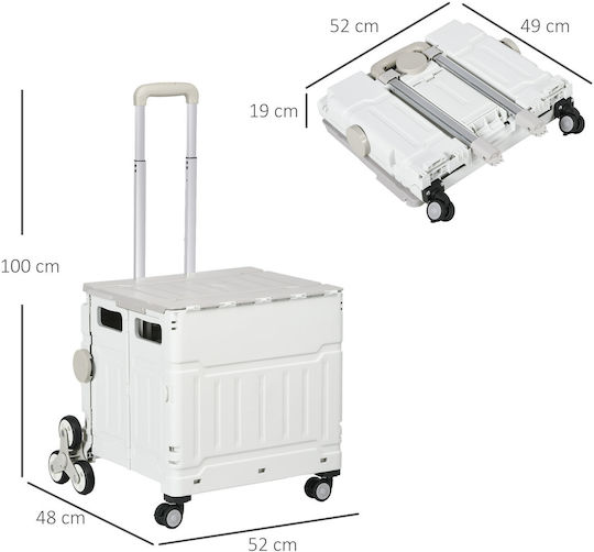 Plastic Shopping Trolley Foldable White 51L