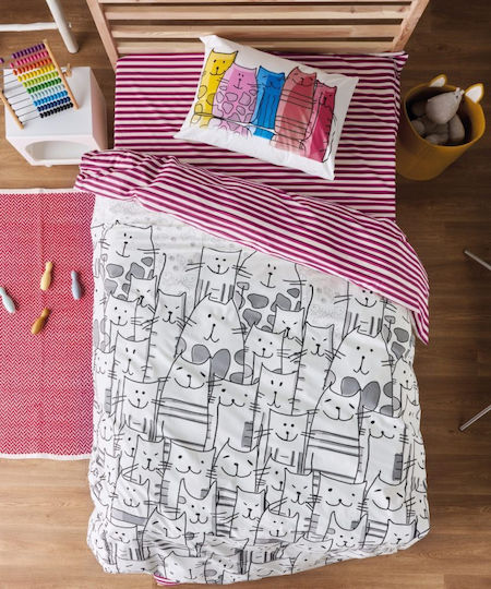 Kentia Παιδικό Πάπλωμα Μονό Grey-pink 160x240εκ.