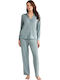 Penye Mood Winter Damen Pyjama-Set Dark Green