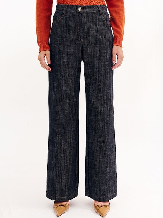 High Waist Women's Jean Trousers Flared Gray