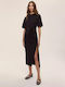 Midi Dress Draped Black