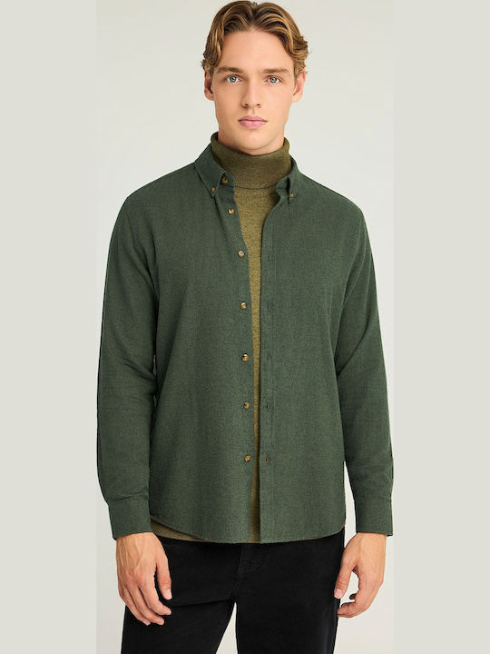 Funky Buddha Long-sleeved Cotton Shirt Green