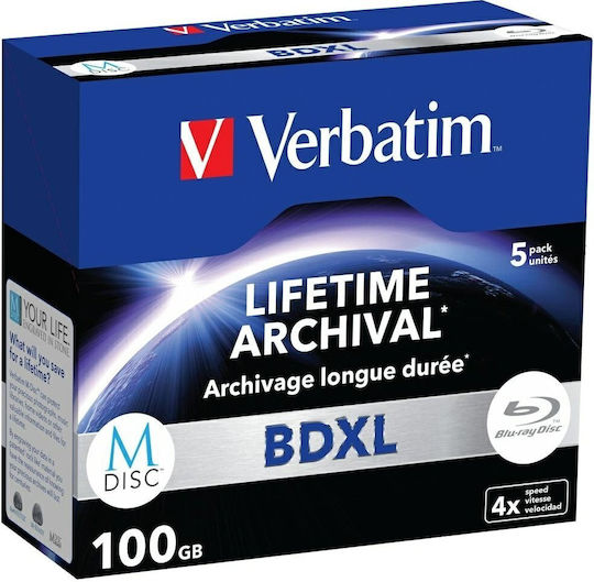 Verbatim M-disc Εγγράψιμα BD-R 4x 100GB Cake Box 5τμχ