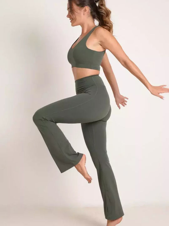 Leggings Pentru Instruire Colanți Femei Talie Înaltă & Push Up Kaki
