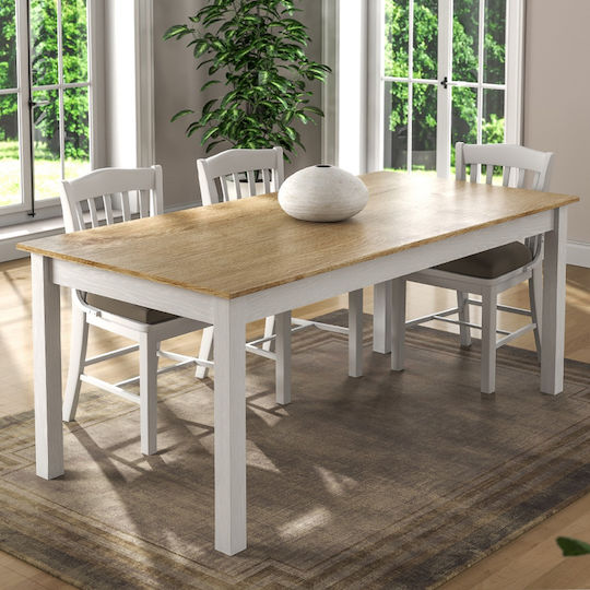 Fira Dining Room Table White - Natural Beech 180x90x78cm