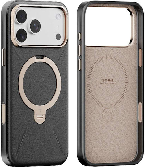 Torras QPRO Umschlag Rückseite Leder Schwarz (iPhone 17 Pro Max)