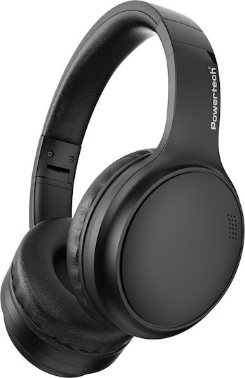 Powertech PT-1463 Ασύρματα / Ενσύρματα On Ear Ακουστικά με 30 ώρες Λειτουργίας Μαύρα