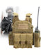 Linovit Vestă Tactică Reglabilă Airsoft Paintball Vânătoare Outdoor Material Oxford 600d Sistem Molle Multiple Buzunare Față Spate Buzunare Interne Plăci Balistice Kaki