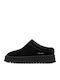 Leather Winter Women's Slippers Black