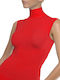Women's Sleeveless Turtleneck T-Shirt Red