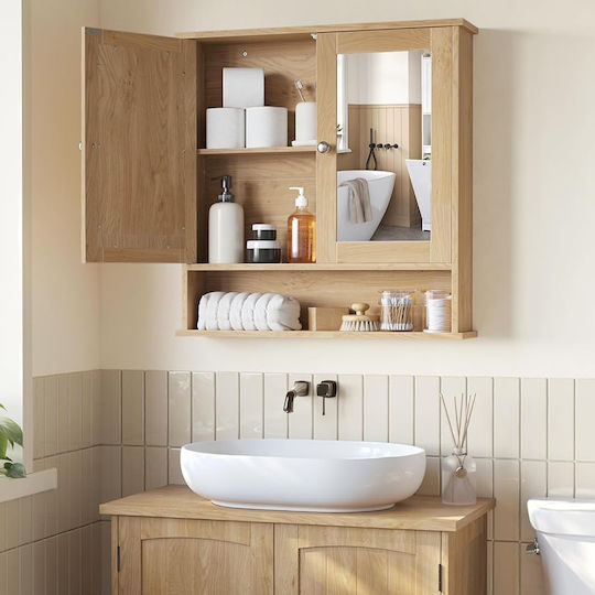 Vasagle LHC003Y01 Badezimmerspiegel aus MDF mit Regal & Schrank 56,5x13cm