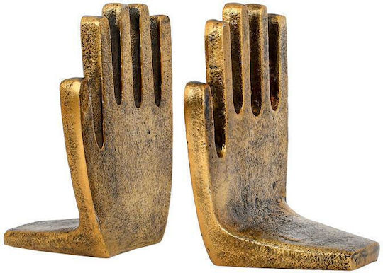 Set of 2 Metallic Hand Bookends Fylliana Fl76638 Antique Gold Color 11x9x15cm