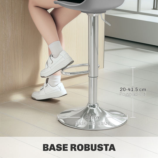 Bar Stool with Backrest and Adjustable Height Gray 42x38x82-104cm