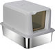 Pawhut Cat Toilet Stainless Steel Litter Box Filter Scoop Cats Up to 6 Kg 40.5 x 60.5 x 41.5 cm Gray Silver