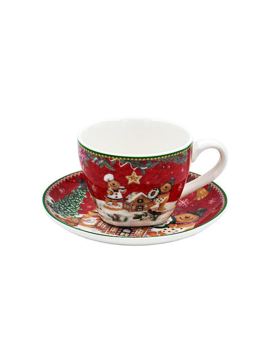 Christmas Set 2pcs Mugs Saucer Fylliana Fl016 Gingerbread Man 8x6cm
