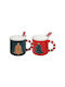 Christmas Mug Spoon 1/2 Fylliana Fl1664 Green-Red Colour 8x9cm 3 Pieces