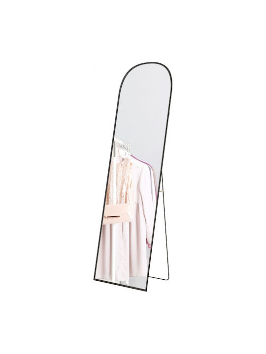HomCom Boden- oder Standspiegel Gewölbt mit Schwarzem Aluminium Rahmen 161.5x50cm