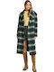 Women's Checked Plaid Coat Oversized with Buttons
