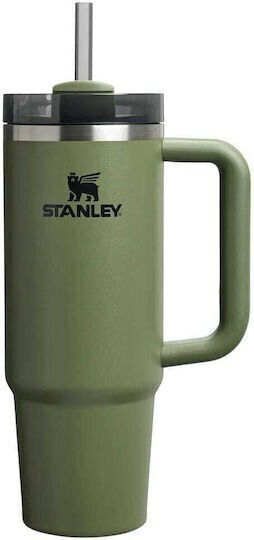 Stanley Quencher H2.0 FlowState Чаша с дръжка Термос Неръждаема стомана Без BPA 890мл Dried Pine с Сламка и Дръжка