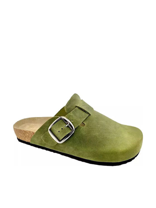Comfort Way Shoes Women's Leather Anatomic Clogs Green