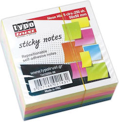Neon Colored Sticky Memo Pads Typotrust 250 Sheets Mini 50x50mm Tm25050-98