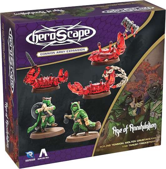 Heroscape Molten Crustaceans & Tanuki Tricksters Army Expansion 5 Assembled Unpainted Figures & 5 Cards Miniatures Game Accessory