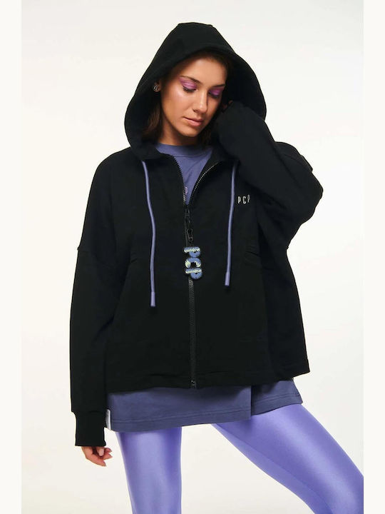 Amalfi Cropped Women's Sweatshirt Jacket Hooded Black