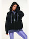 Amalfi Cropped Women's Sweatshirt Jacket Hooded Black