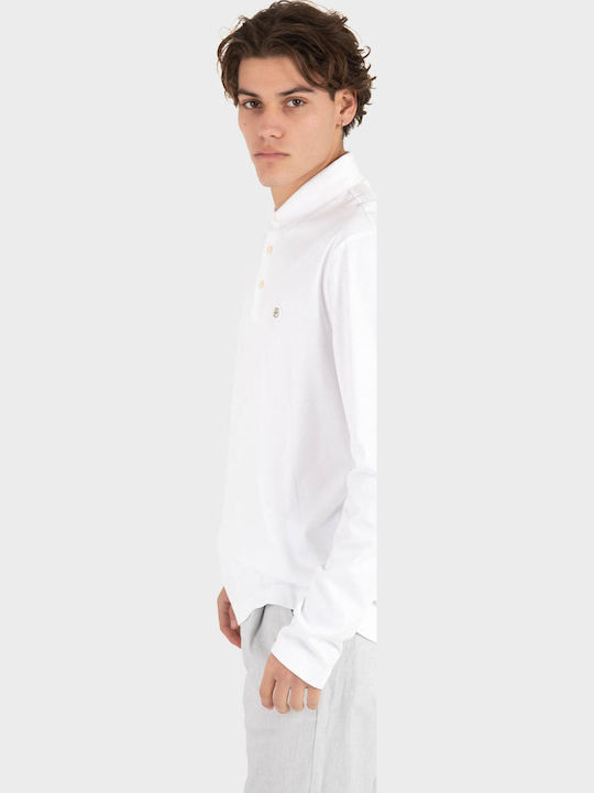 Boss Polo Herrenbluse Langarm Weiß