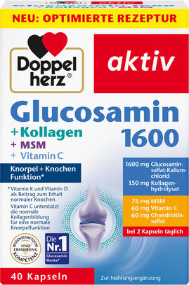 Doppelherz Glucosamin 1600 Supplement for Joint and Bone Health 40 Capsules
