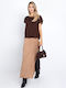 Women's Satin Short Sleeve Top Brown
