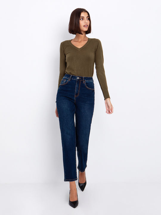 Hoch tailliert Damenjeans Medium Blue