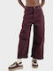 Damen Stoff Hose in Lockere Passform Bordeaux