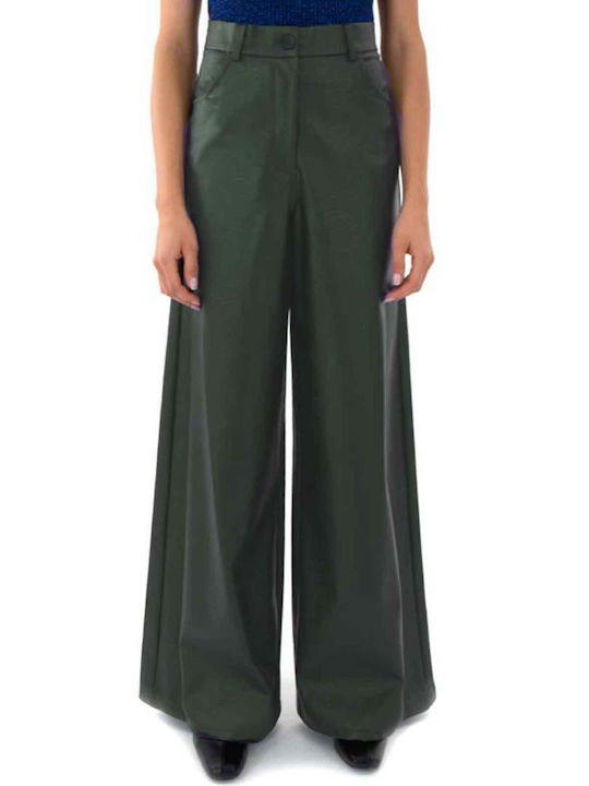 Damen Hoch tailliert Stoff Hose Khaki