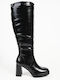Damenstiefel aus Lackleder Schwarz