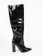 Damenstiefel aus Lackleder Schwarz