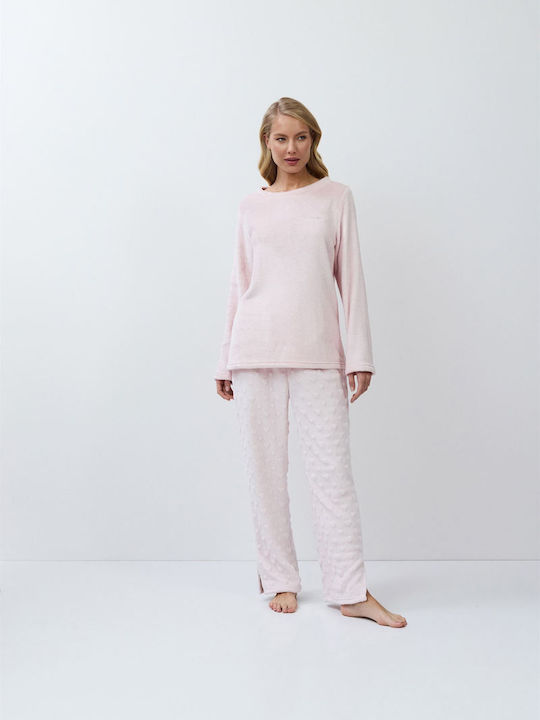 Aruelle Χειμερινό Γυναικείο Σετ Πιτζάμας Baby Pink
