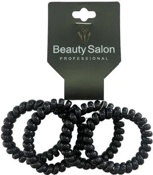 Beauty Salon Λαστιχάκια Σπιράλ Μαλλιών Μαύρα Σετ 4τμχ