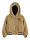Kids Casual Short Coat with Hood Dark Beige