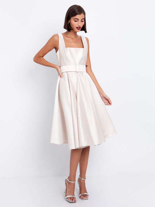 Midi Abendkleid Beige