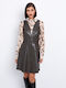 Mini Evening Dress Leather Khaki