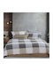 Nef-Nef Homeware Bettbezug-Set Baumwolle Einzelbett mit Kissenbezug 170x240 Casual Check Grey