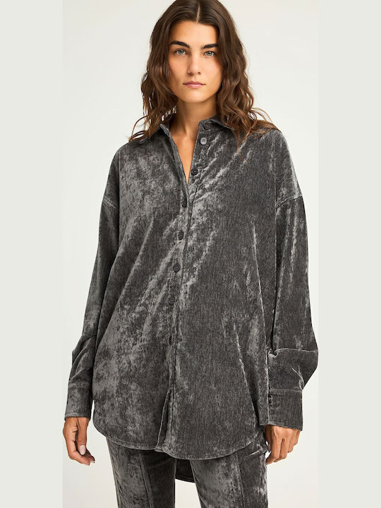 Langärmelig Damen Hemd Gray
