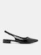 Synthetic Leather Pointy Slingback Ballerinas Black