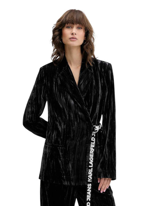 Karl Lagerfeld Blazer pentru femei Catifea Sacou Black Karl Lagerfeld Blazer pentru femei Catifea Sacou Black